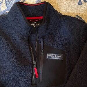 Vineyard Vines boys thick half zip fleece navy blue